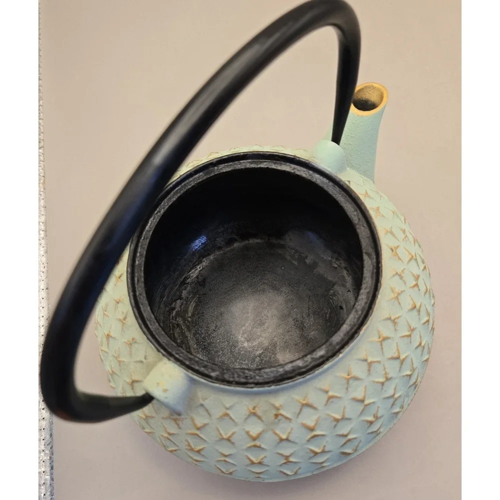 Cast Iron Tea BrewingPot Mint Green‎ & Gold. Avante Express